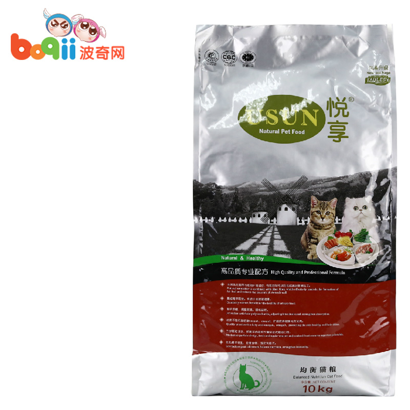 波奇网 宠物猫粮 悦享均衡猫粮10kg全猫猫粮 成幼猫猫粮 美毛猫粮