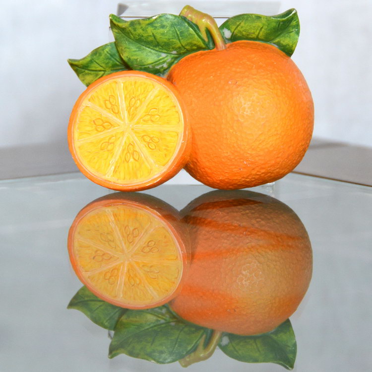 Foreign trade European and American countryside field garden 2 orange 3d resin wall-mounted wall hanging table swing piece wall decoration