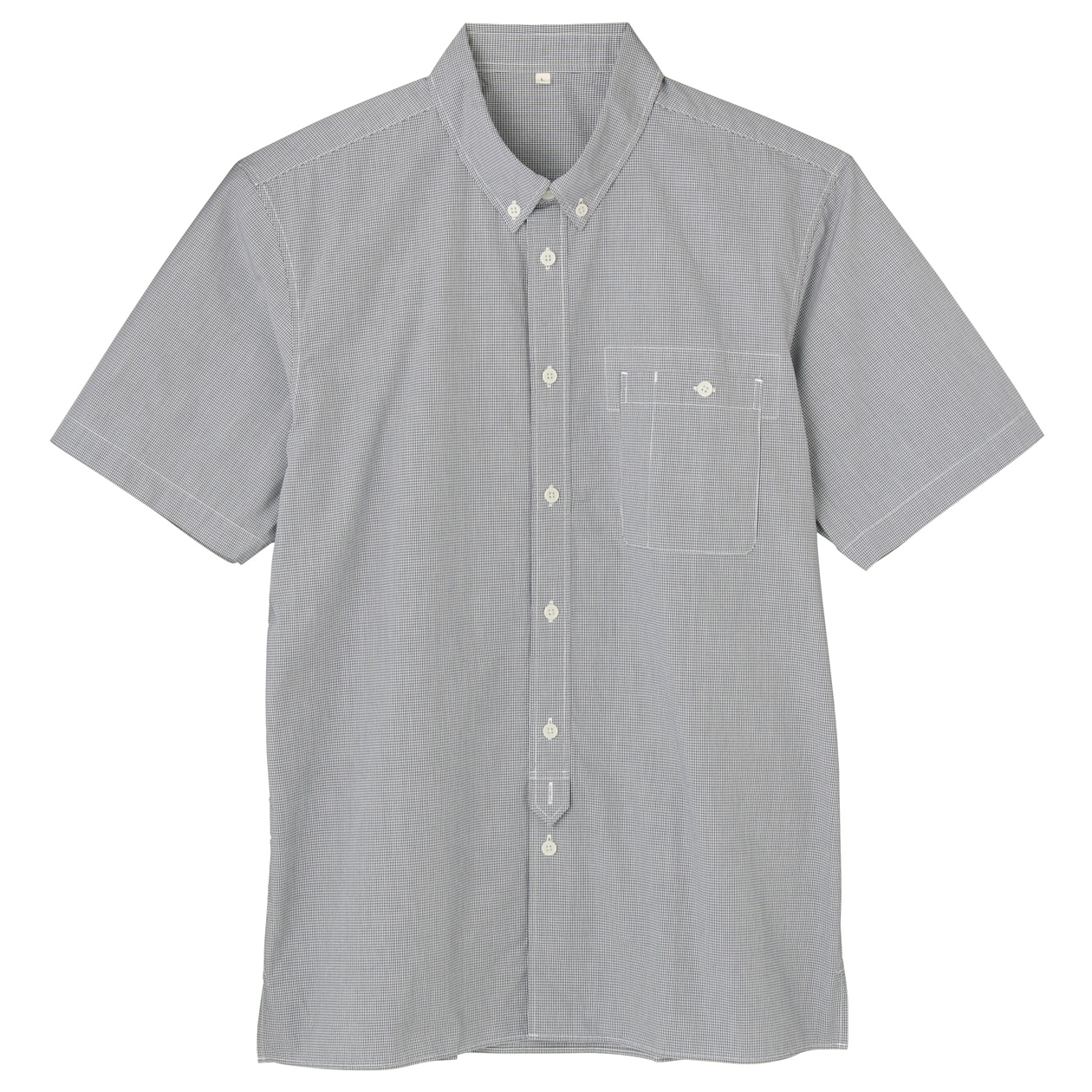 无印良品MUJI 男式 棉平纹短袖格子衬衫