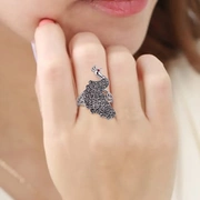 Cung điện giả kim cương Thái bạc nhẫn con công nữ hipster ngón trỏ ngón giữa ngón đeo nhẫn phiên bản tiếng Hàn của meson