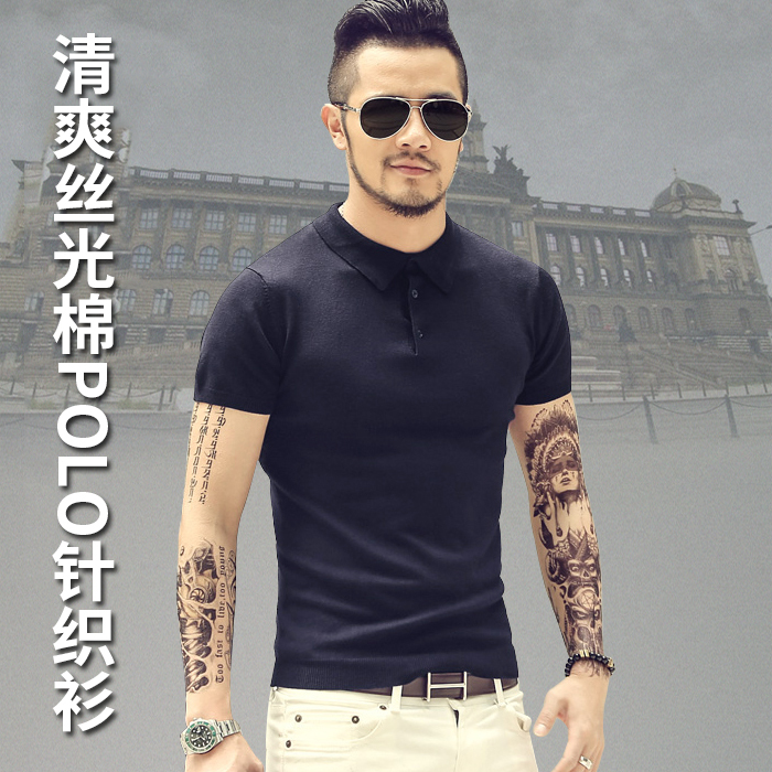 2017 Summer New Style Mercerized Cotton Men's Lapel Knitwear Slim Fit Polo Shirt Short-Sleeved Knitwear Trendy J609