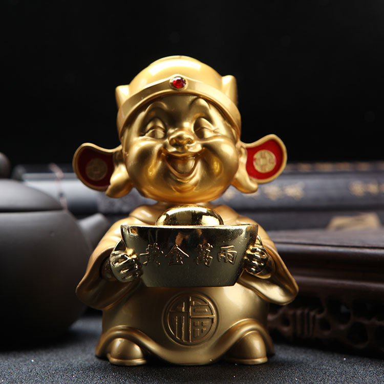 汽车摇头摆件 高档香水座佛 元宝财神佛香水摆件 车内饰品招财