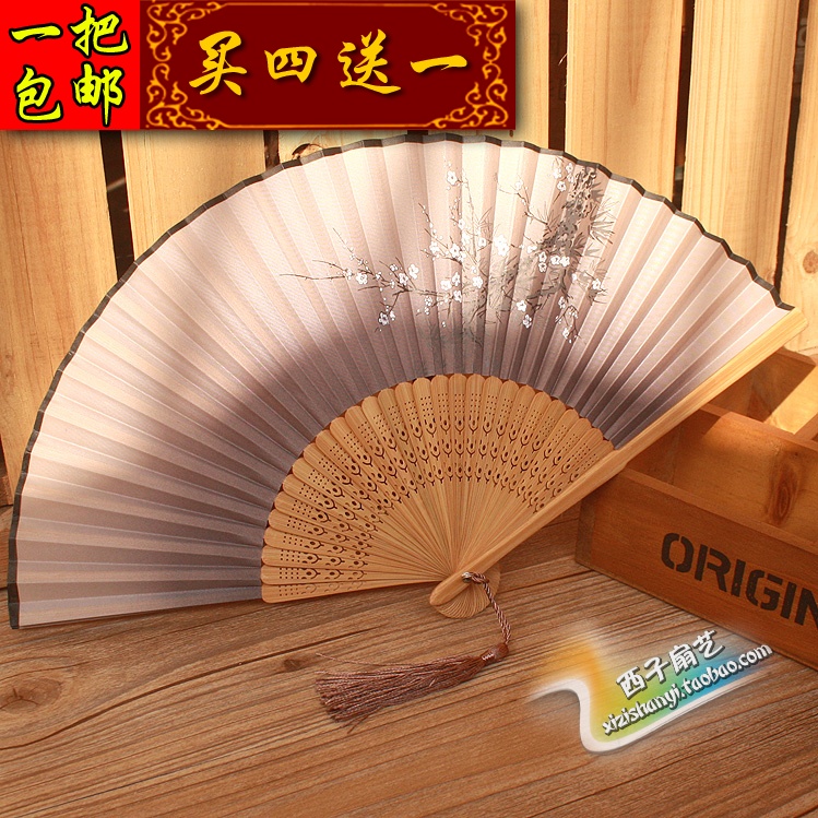 New folding fan Chinese fan gift fan silk fan fan fan fan - style silk fan - black summer special price