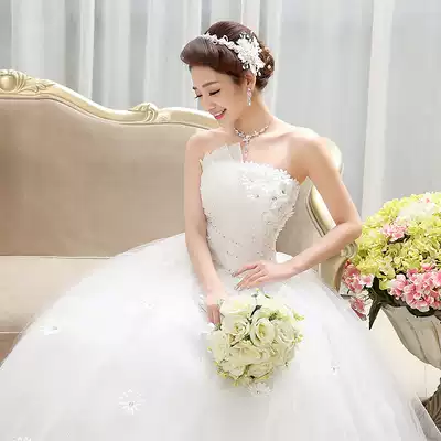 Wedding dress new 2021 summer Korean fashion bridal temperament chest gracefully married thin lace flowers