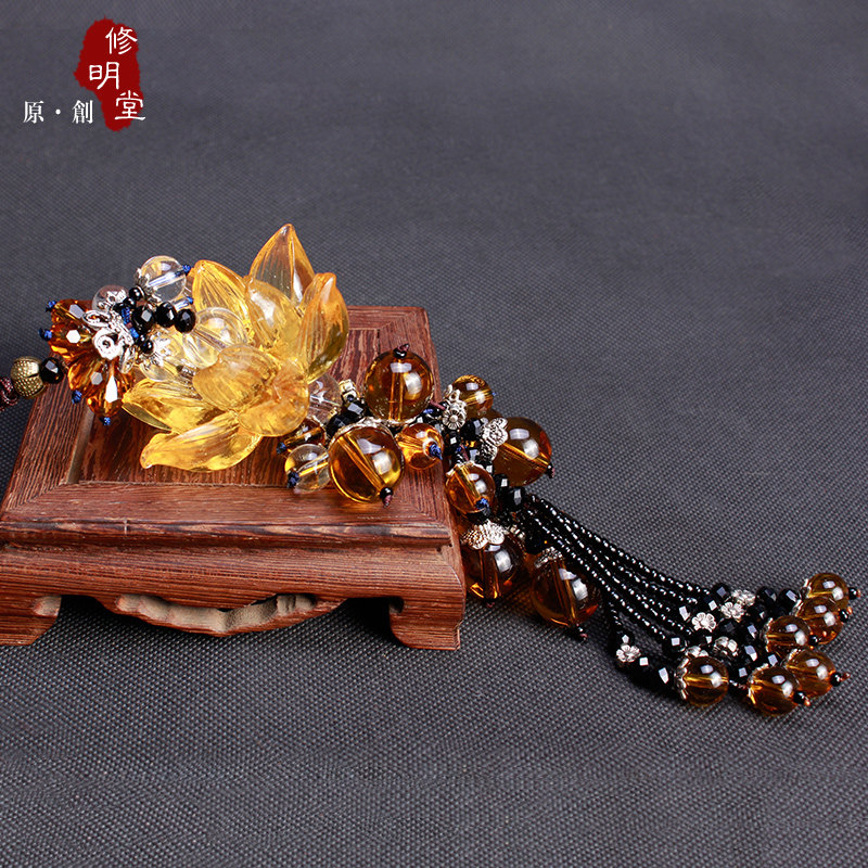 修明堂 开光古法琉璃莲花高档车挂饰 保平安汽车挂件摆件 车饰物