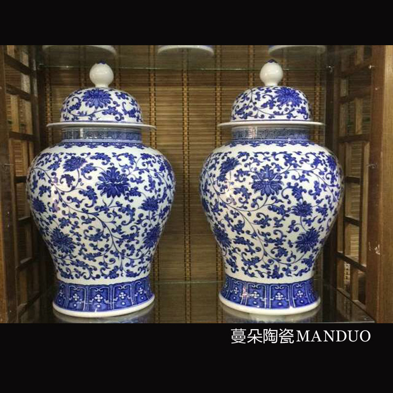 Jingdezhen porcelain hand - made art bound general lotus flower pot cover general porcelain decoration can of furnishing articles