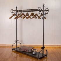 New house double row coat rack creative living room hanger floor clothes rack bedroom mobile storage rack