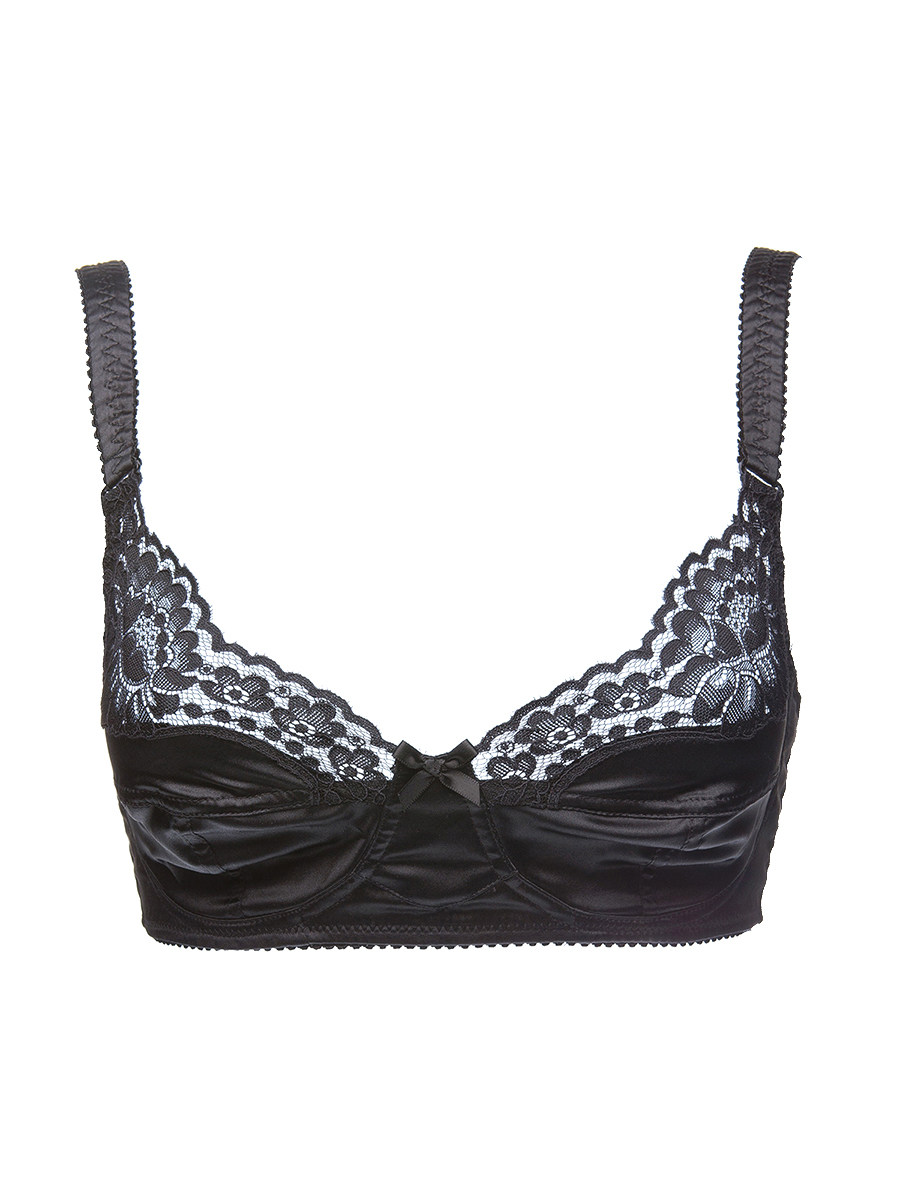 Dolce&Gabbana 黑色蕾丝钩花点缀3/4杯薄款文胸