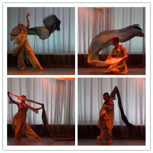 Classical dance like smoke long thick fan silk glue state yangko fan gradient dance dance fan extended ink fan