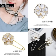 Camellia khăn lụa khóa nữ nhẫn clip vuông khăn choàng khóa khăn choàng đơn giản ngày trâm cài trang sức Hàn Quốc cao cấp kép sử dụng hoang dã