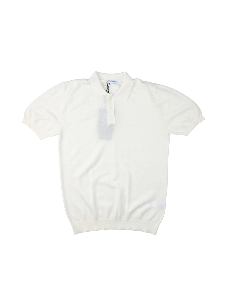 Dolce&Gabbana 米白色收口短袖Polo衫