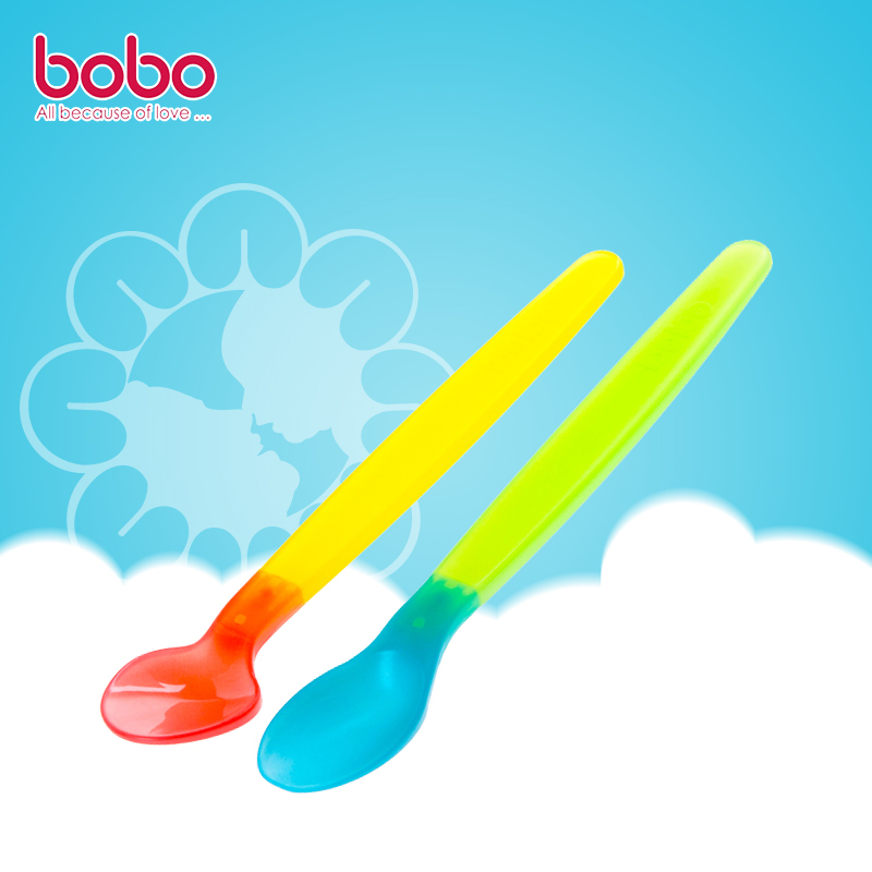 bobo/乐儿宝新生儿软头勺子宝宝餐具婴儿安全勺高温变色安全汤匙