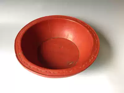 Qing Dynasty Sugong red paint lace washbasin All-American products open the door to protect the truth and protect the old