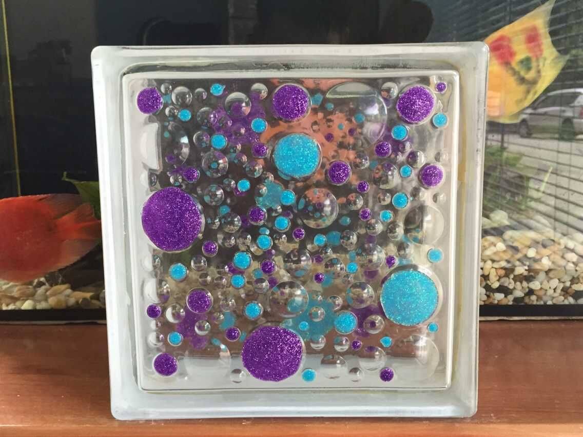 Painting purple bubble plate glass brick partition glass brick partition manufacturer direct selling glass brick