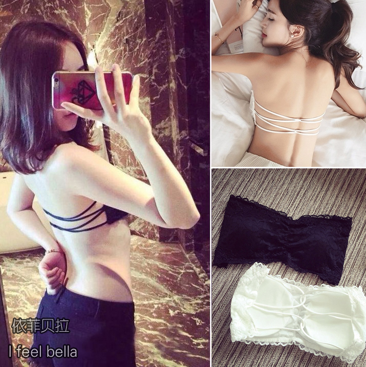 Sexy bra tube top type strapless non-slip upper support wrap chest all-match with chest pad lace small underwear