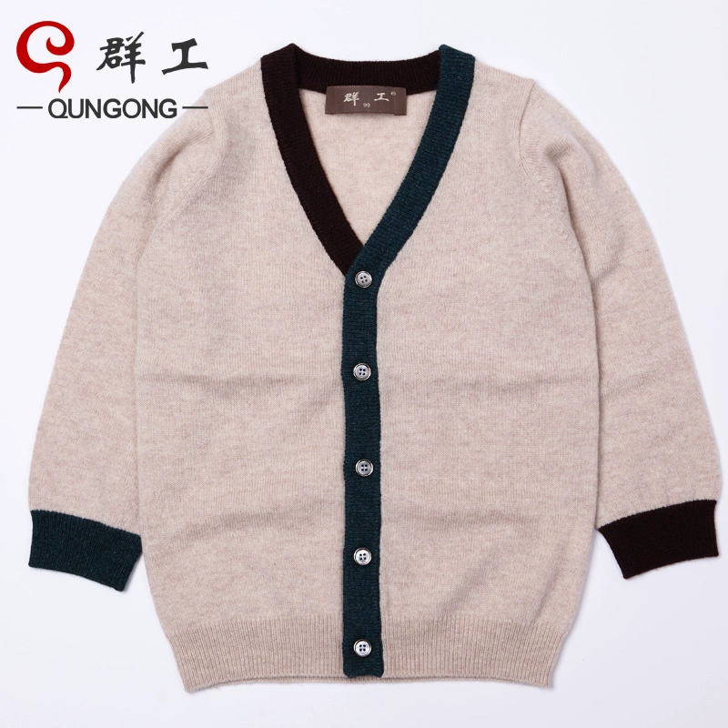 Áo len công sở 2016 mùa thu mới bé trai cổ chữ V áo len cashmere dài tay màu rắn ấm áp áo len trẻ em - Cặp đôi áo len