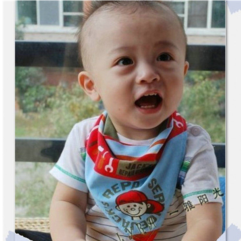 Cute baby children's cotton triangle towel bag turban saliva towel Scarf velcro