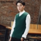 Áo len vai nam vest mùa thu không tay áo len vest màu rắn lỏng đầu v-cổ dệt kim cotton vest nam