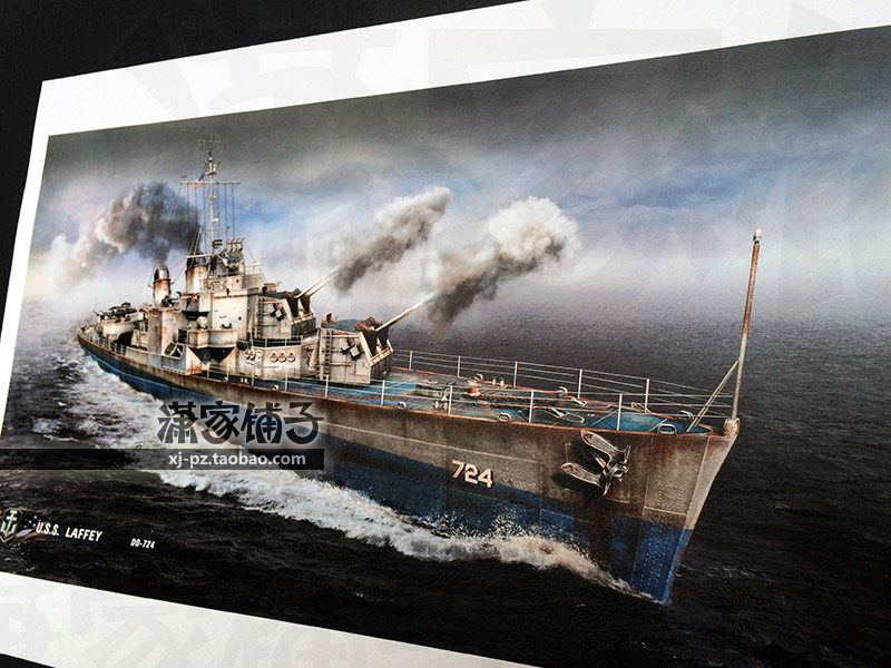 World War II U.S. Army Alan Sumner-class destroyer Lafite naval battle poster decorative painting