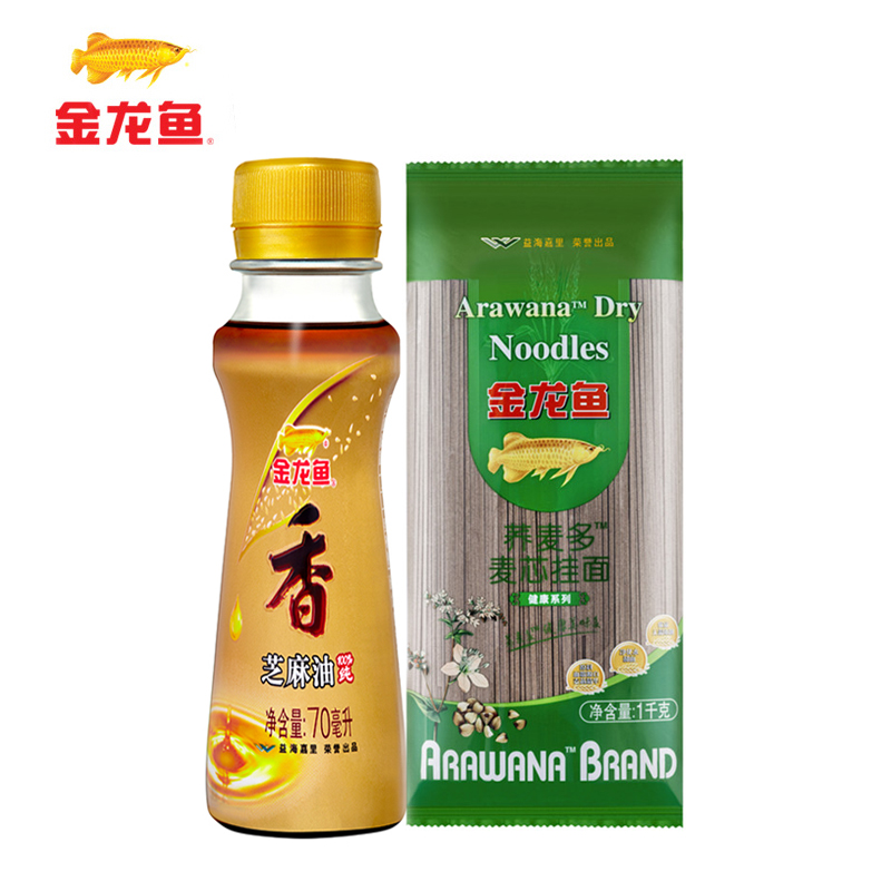 【天猫超市】金龙鱼 100%纯芝麻油70ML+荞麦挂面1kg 凉拌香 面条
