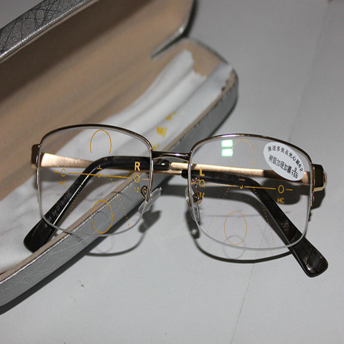 Ultralight half frame anti blue light old flower mirror male close to dual-use intelligent automatic zoom progressive multi-focus old glasses