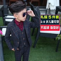 Childrens suit suit handsome British boy suit Western style little boy dress Flower girl host three-piece spring and autumn