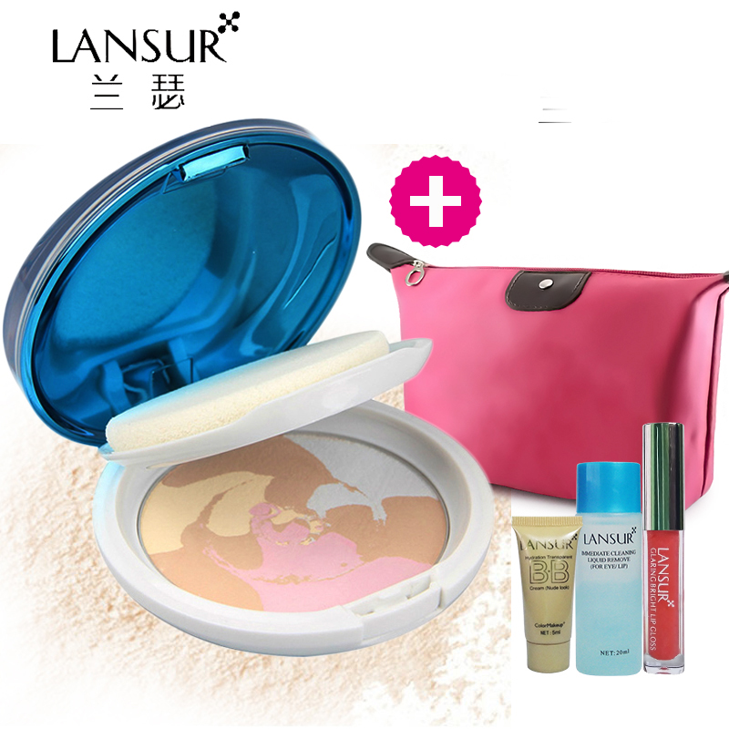 LANSUR/兰瑟正品炫色修颜蜜粉饼12g 遮瑕控油定妆美白修容湿粉底