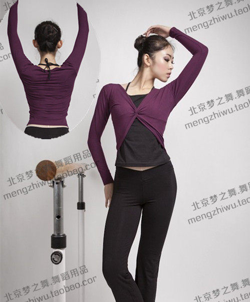 Gold Medal Seller Dreams Dance Autumn Winter Long Sleeves Square Dance Long Sleeve Harnesses Fake 2 Pieces Dance Ballet Yoga Blouse