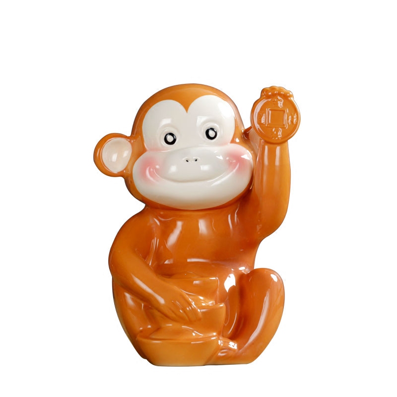 Express monkey made ceramic monkey furnishing articles creative express Chinese zodiac office desktop decoration process