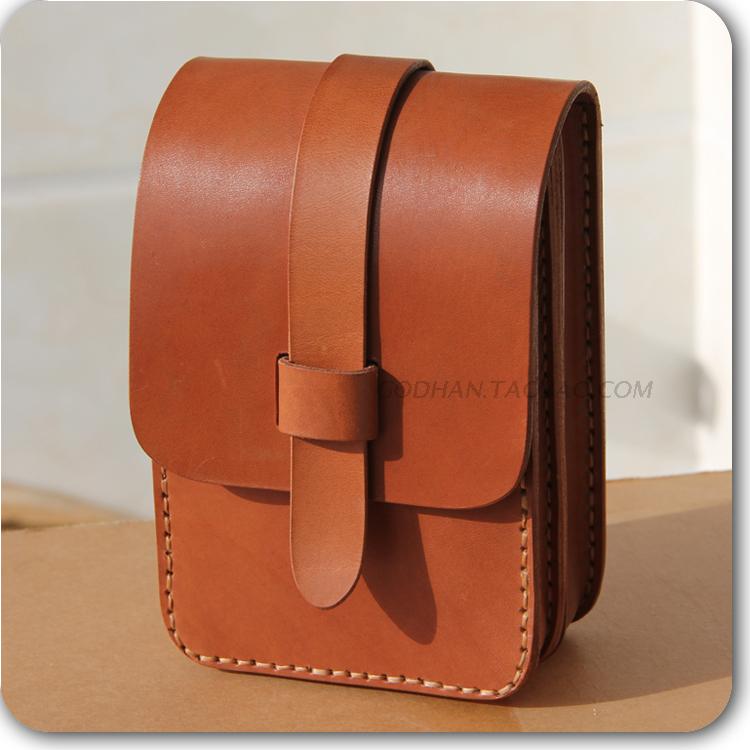 Handmade bag leather shaped waist bag men's waist bag small hanging bag retro art bag camera bag mobile phone