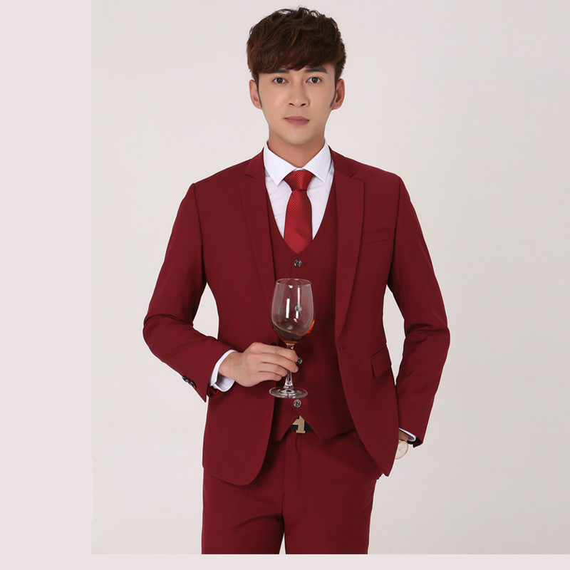 Three-piece suit suit men's youth business slim work suit formal suit groomsmen suit groom wedding dress