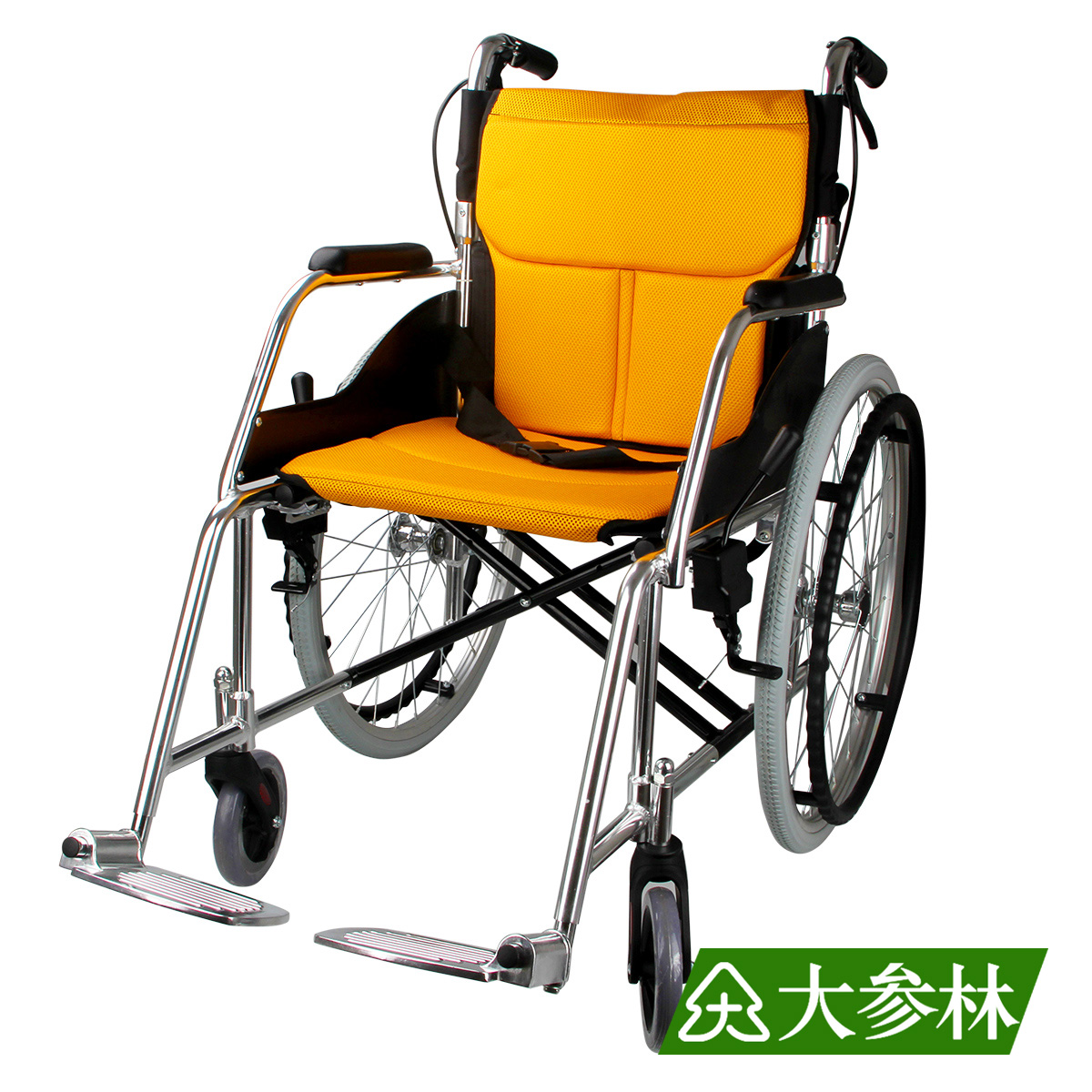 可可康轮椅 铝合金22寸后轮老年人行动不便代步带手刹可折叠轮椅
