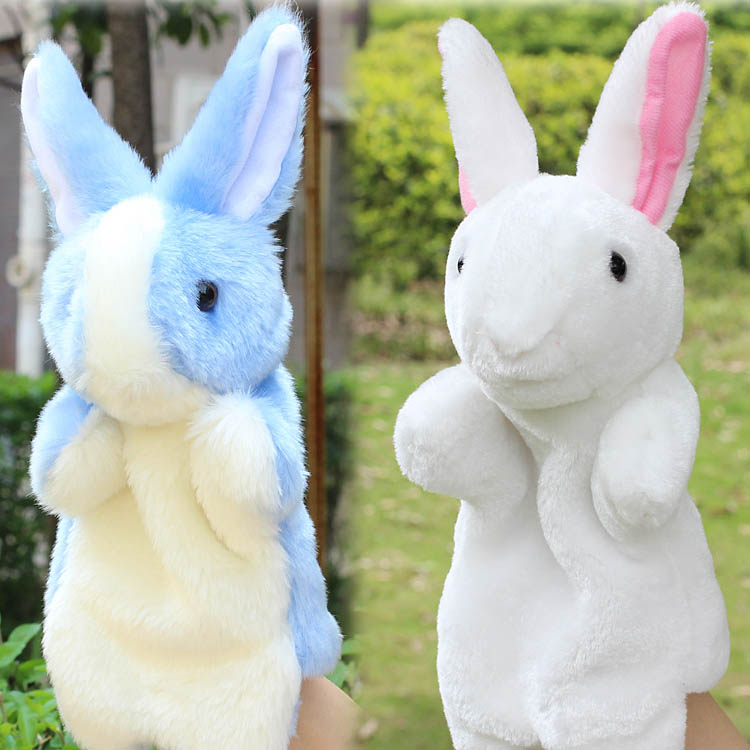 Doll's Toy Early Education Puzzle Children Animal Hand Puppet Toy Plush Glove Doll Small White Rabbit Hot Pin