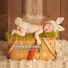 Комплект из двух частей 新生儿可爱兔子卡通衣服 宝宝照相服装