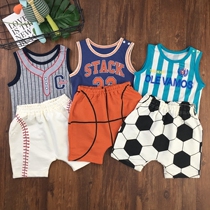 80-120 Yard Baby Vest Shorts Suit Children Sports Suit Summer Thin pure cotton clothes big PP pants