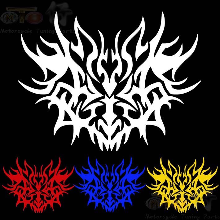 Ghost Fire Motorcycle Patch Flower Electric Car Retrofit Accessories Cling Film Fuxi Moped Personality Reflective Sticker Decoration Sticker-Taobao