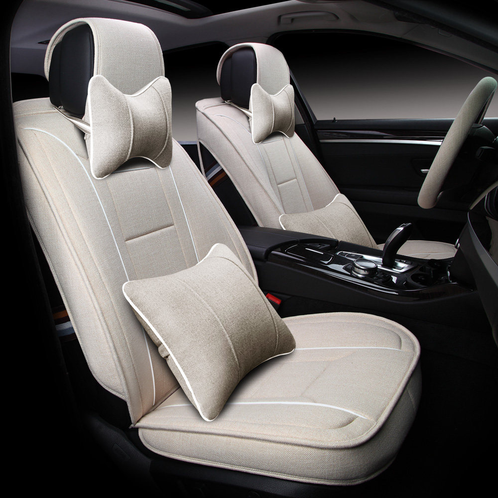 起亚秀尔索兰托嘉年华锐欧开迪金刚汽车坐垫亚麻全包围四季通用
