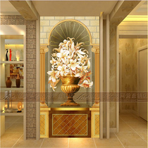 European art glass TV background wall entrance light-transmitting screen partition double-sided craft glass for a hundred years