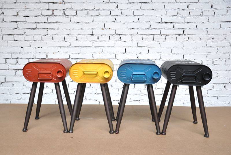 American country retro old small bench bar iron sitting stool oil barrel iron barrel small stool creative chair