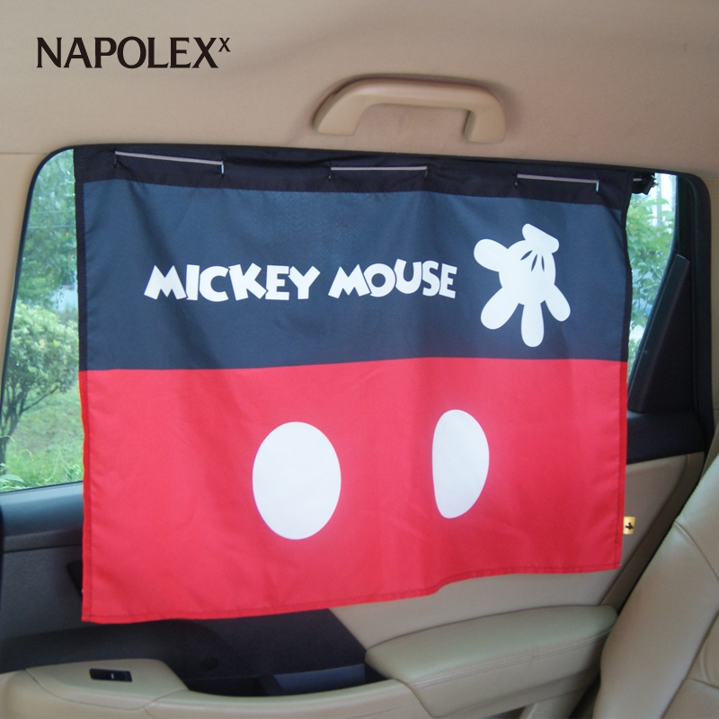 NAPOLEX 米奇迪士尼汽车用窗帘 卡通防晒隔热遮阳帘 车窗侧挡 2只