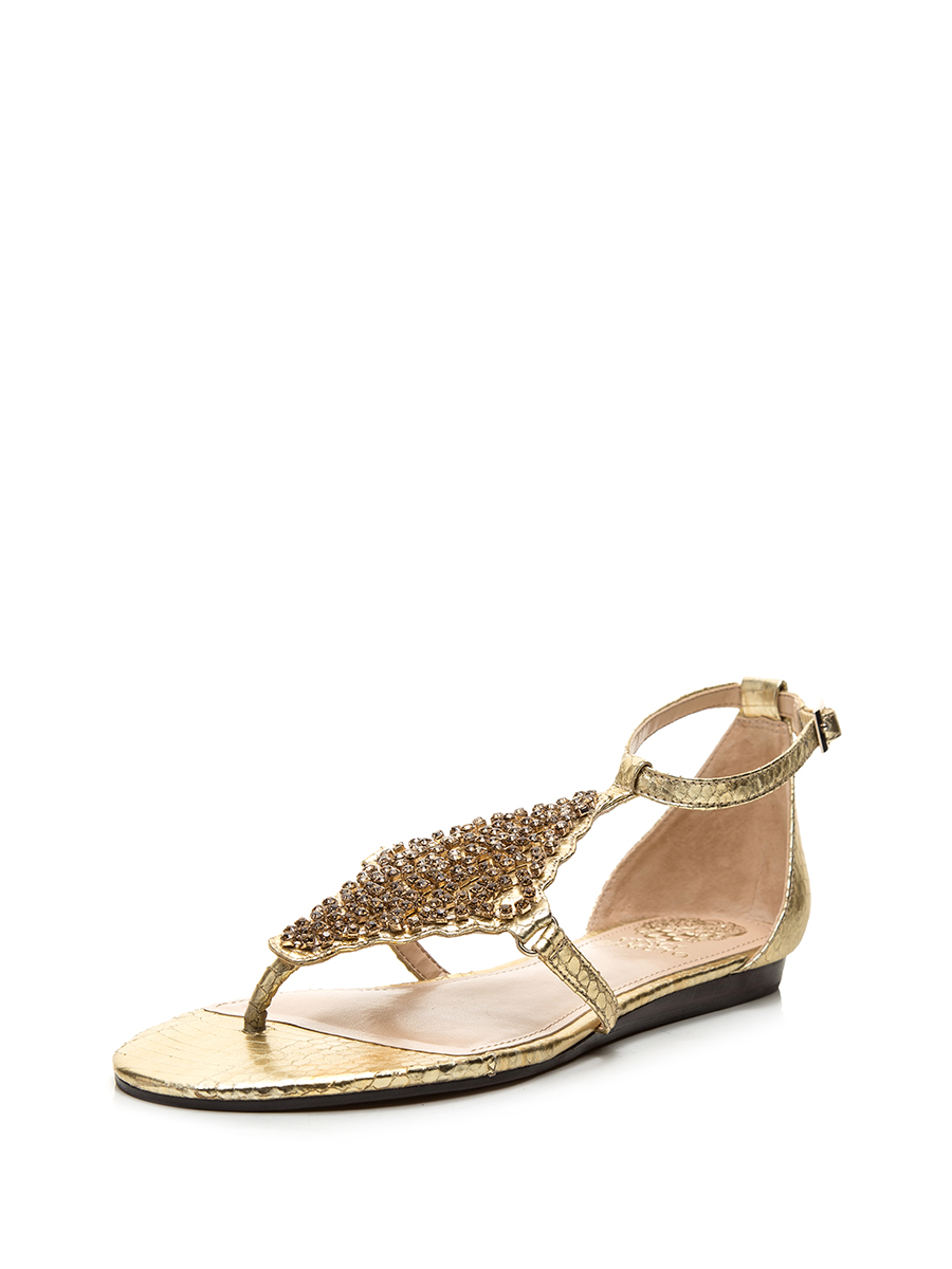 VINCE CAMUTO 金色蛇纹水钻夹脚凉鞋