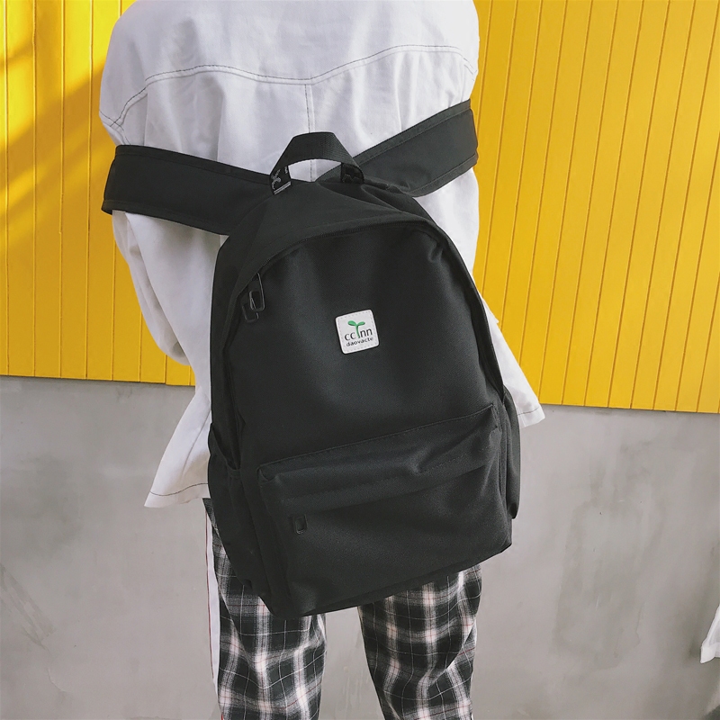 Teen students canvas bookbag male fashion trend simple Korean version personality double shoulder backpack casual computer backpack
