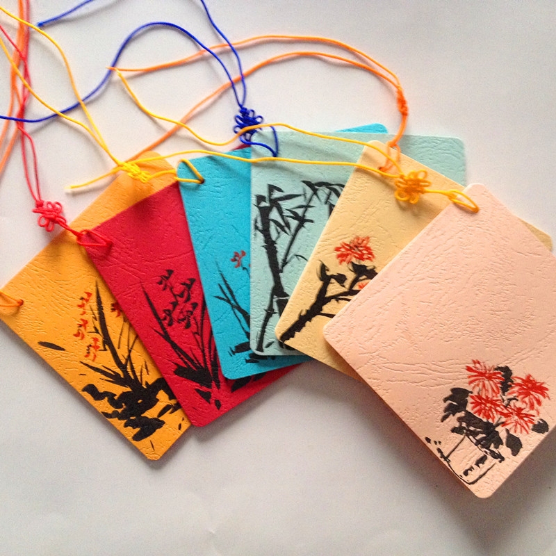 10cm Fang (Mei Lanzhu Ju) Four Gentleman Colored Drawing Greeting Cards China Wind Elements Christmas New Year Birthday Gift