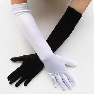 White Black Gift Gloves Bright Performance Dance Gloves Spandex Gloves Sun Protection Gloves
