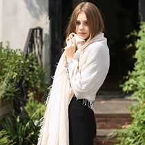 AI elegant tassel light luxury wool scarf female winter European and American scarf big shawl thick shawl for warmth