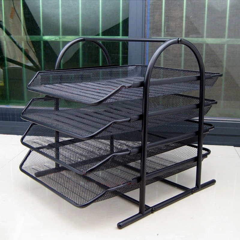 Office Supplies Metal Barbed Wire Four Layers Document Basket File Magazine Document Disc Magazine Rack Drawer Design