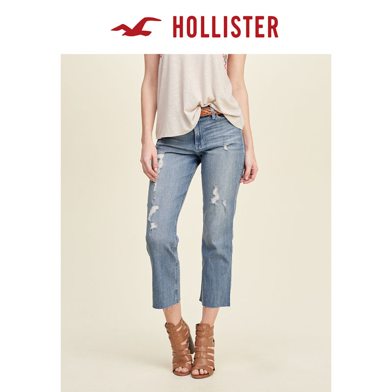 Hollister 2016春装新款高腰 Straight 牛仔裤 女 122477