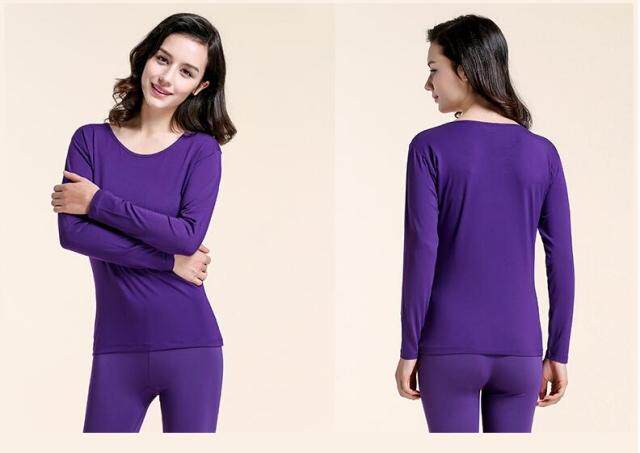 Special Offer Zhifeng Bamboo Fiber Women's Autumn Clothing One-piece Round V-neck Long-sleeved Base Warm Autumn and Winter 5107 1006