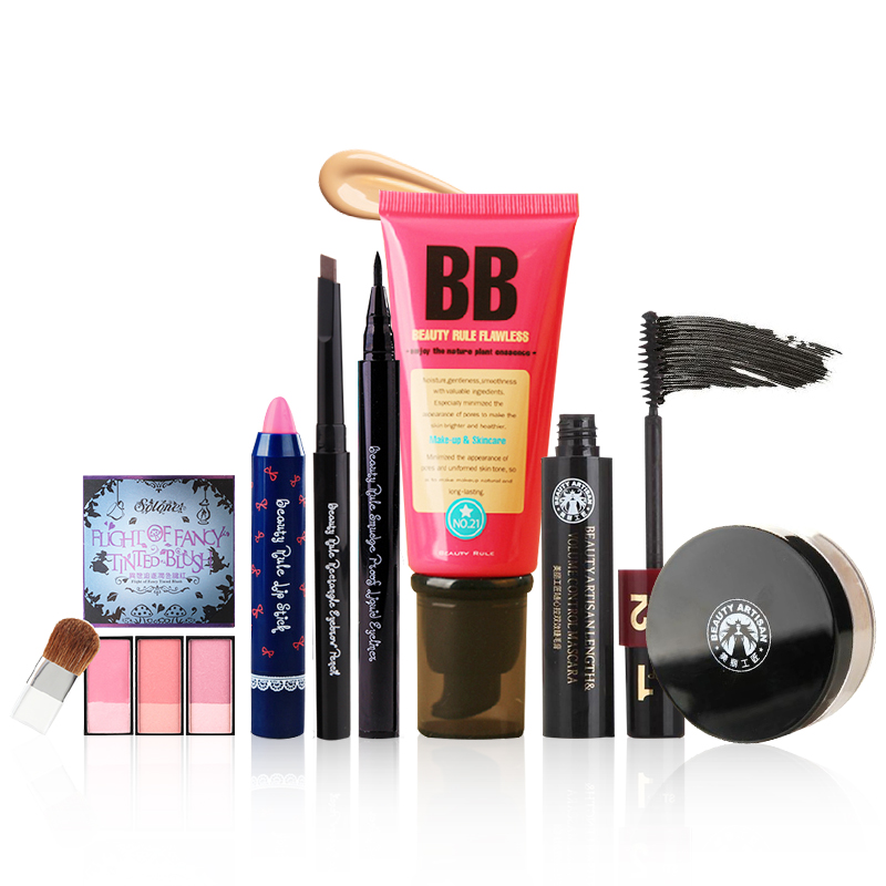 NALA日常通勤新手套装BB+眼线液笔+口红+眉粉+睫毛膏+腮红+蜜粉