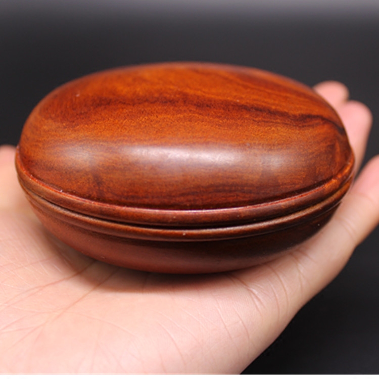 Box Large size printing mud Seal printing mud box Plain round Mahogany printing mud oil box Wenfang Sibao Painting and calligraphy supplies